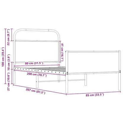 Giroletto senza Materasso Rovere Sonoma 80x200 cm in Truciolato - homemem39