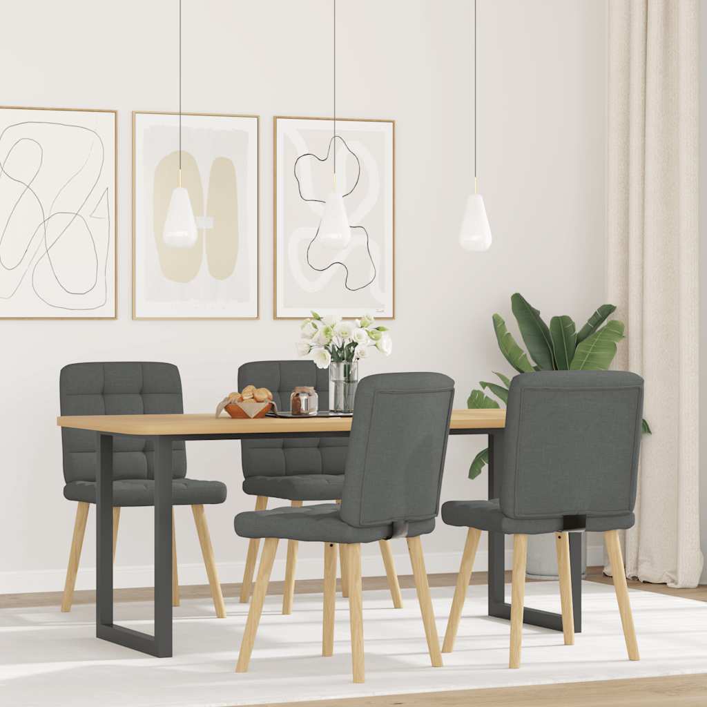 Sedie da Pranzo 4 pz Grigio Scuro in Tessuto | homemem39