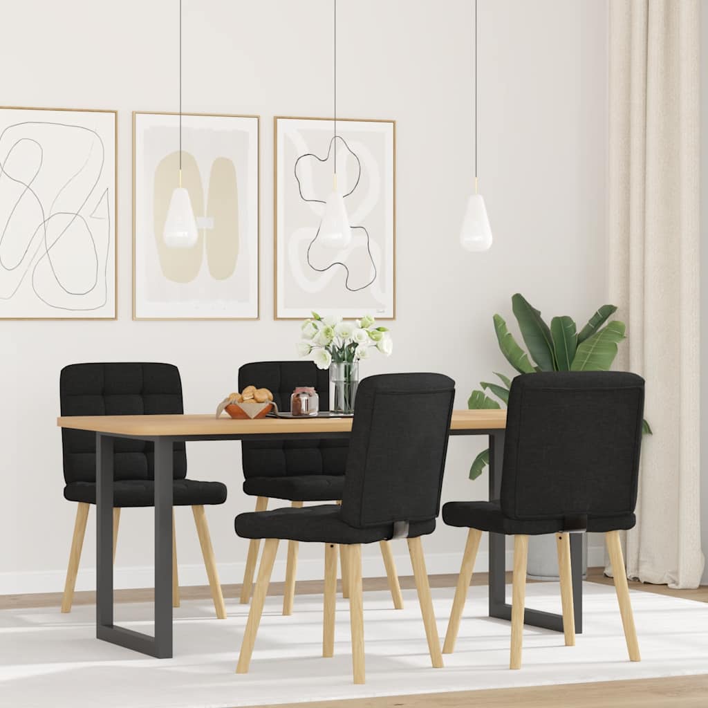 Sedie da Pranzo 4 pz Nere in Tessuto | homemem39