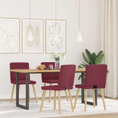 Sedie da Pranzo 4 pz Rosso Vino in Tessuto | homemem39