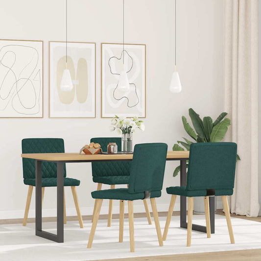 Sedie da Pranzo 4 pz in Tessuto Verde Scuro | homemem39