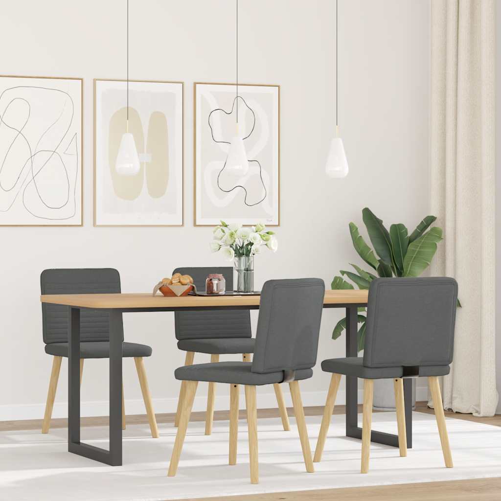 Sedie da Pranzo 4 pz Grigio Scuro in Tessuto | homemem39