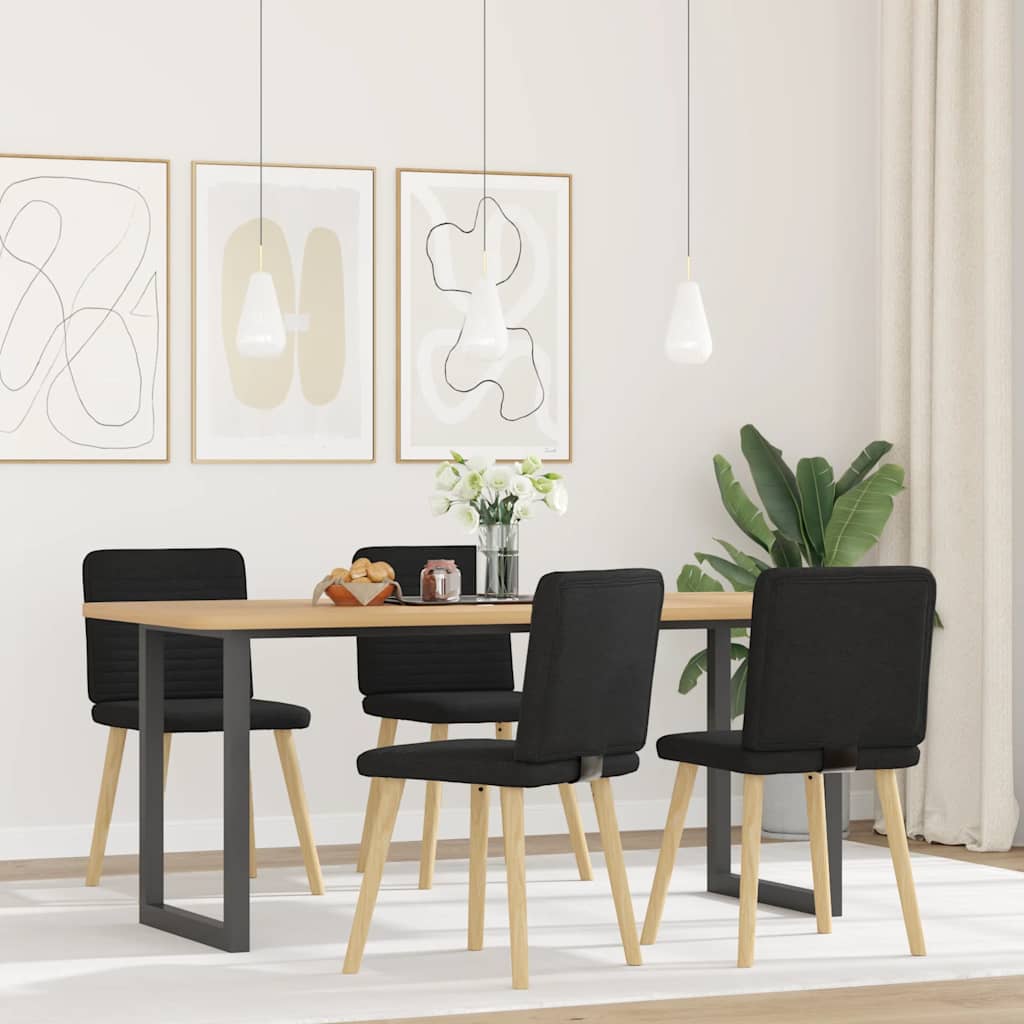Sedie da Pranzo 4 pz Nere in Tessuto | homemem39