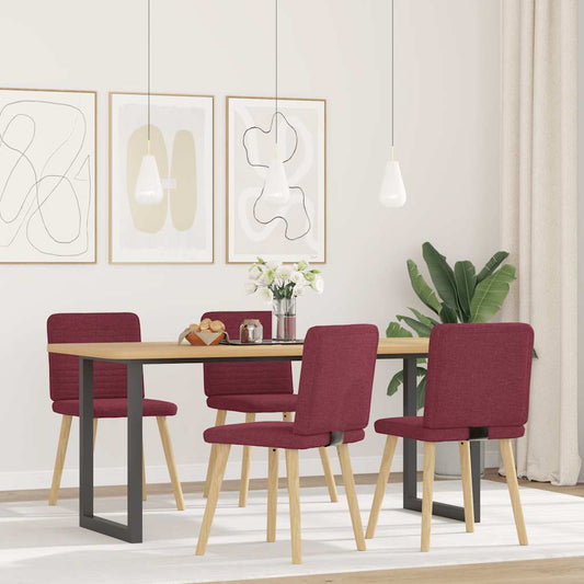 Sedie da Pranzo 4 pz Rosso Vino in Tessuto | homemem39