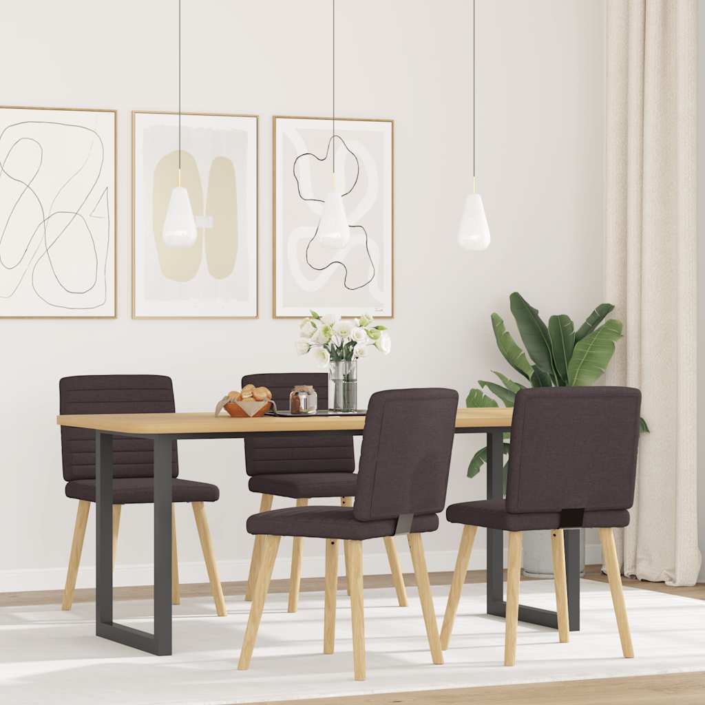 Sedie da Pranzo 4 pz Marrone Scuro in Tessuto | homemem39