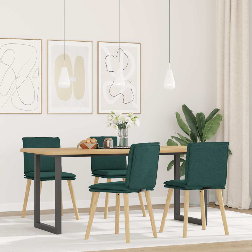 Sedie da Pranzo 4 pz in Tessuto Verde Scuro | homemem39