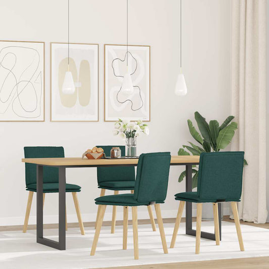 Sedie da Pranzo 4 pz in Tessuto Verde Scuro | homemem39