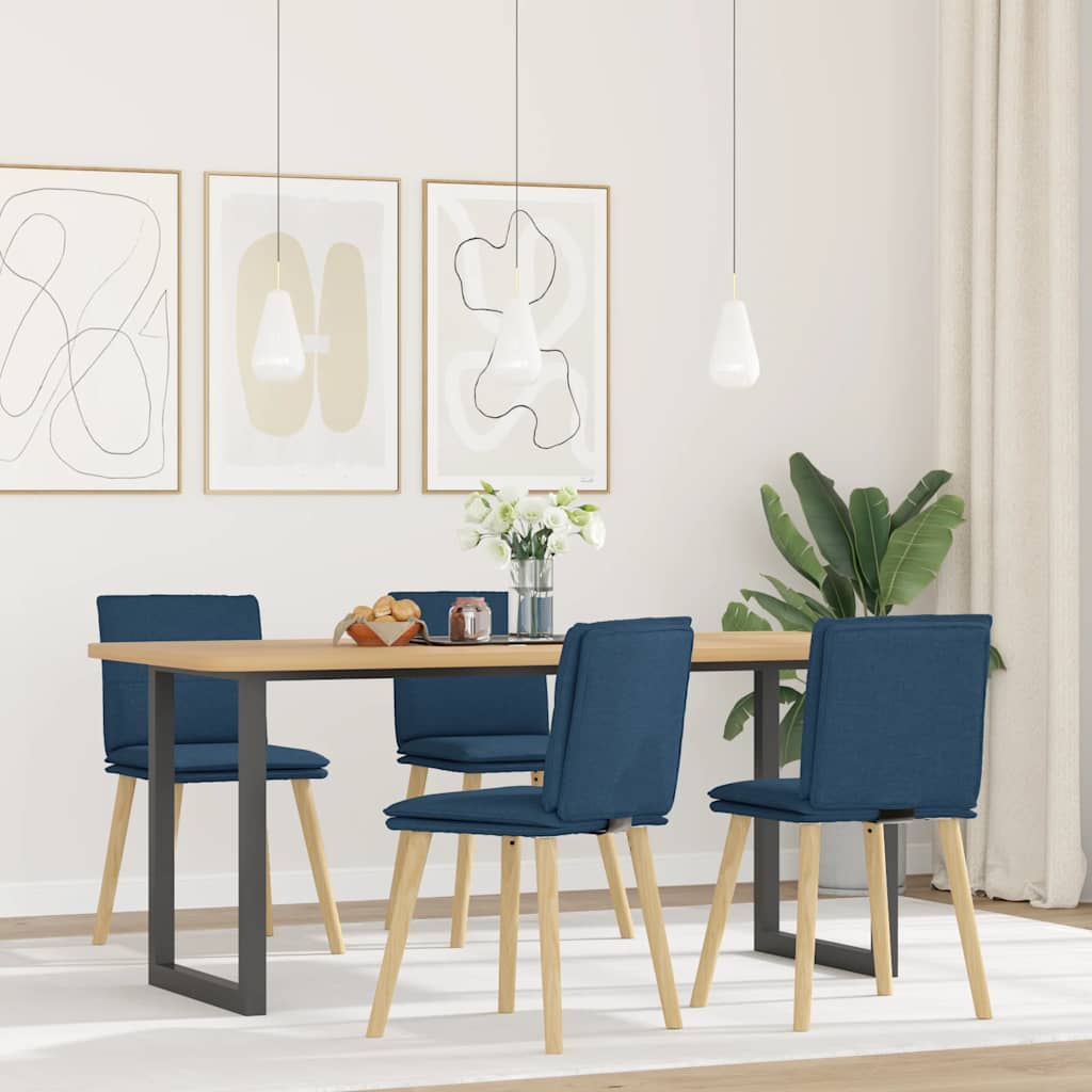 Sedie da Pranzo 4 pz Blu in Tessuto | homemem39