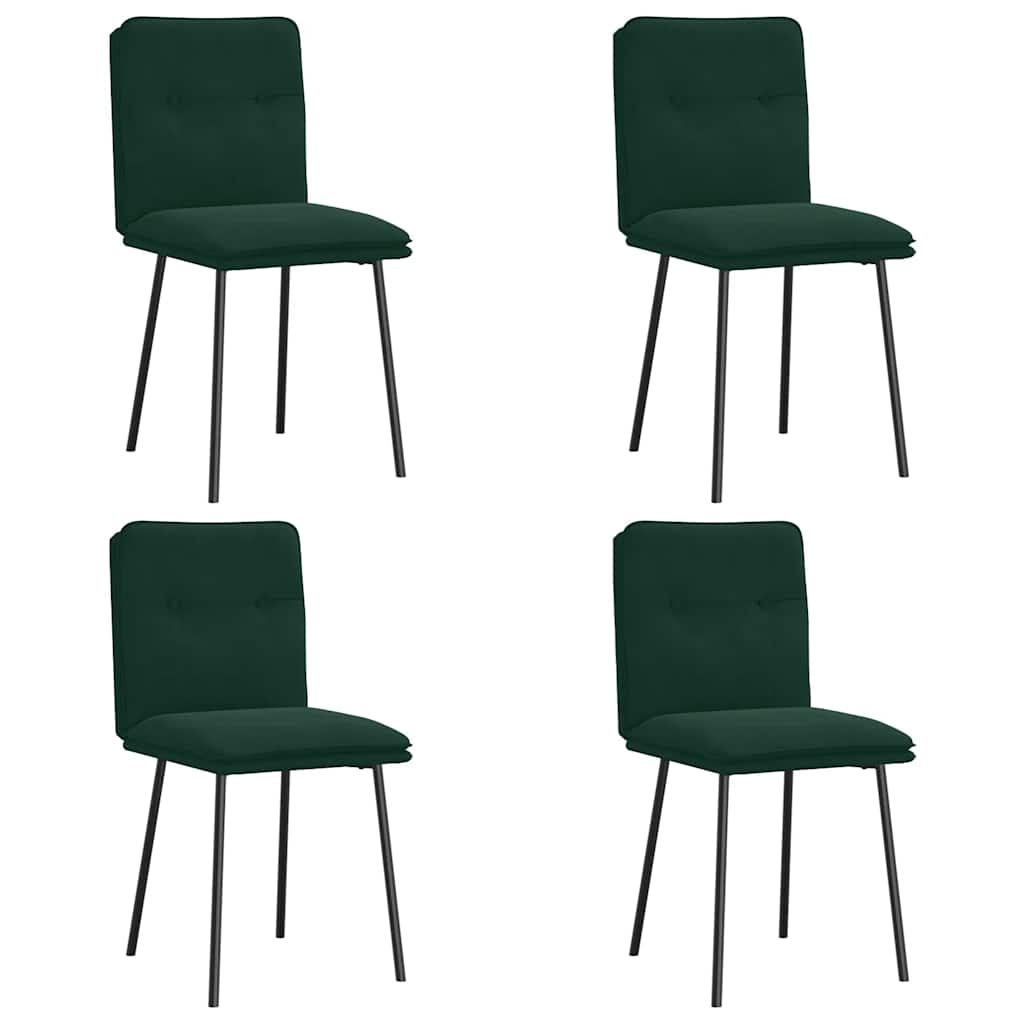 Sedie da Pranzo 4 pz Verde Scuro in Velluto | homemem39