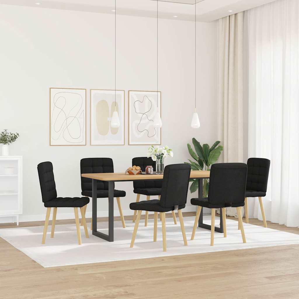 Sedie da Pranzo 6 pz Nere in Tessuto