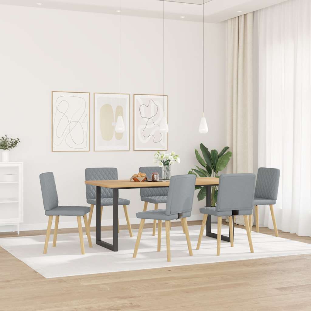 Sedie da Pranzo 6 pz Grigio Chiaro in Tessuto