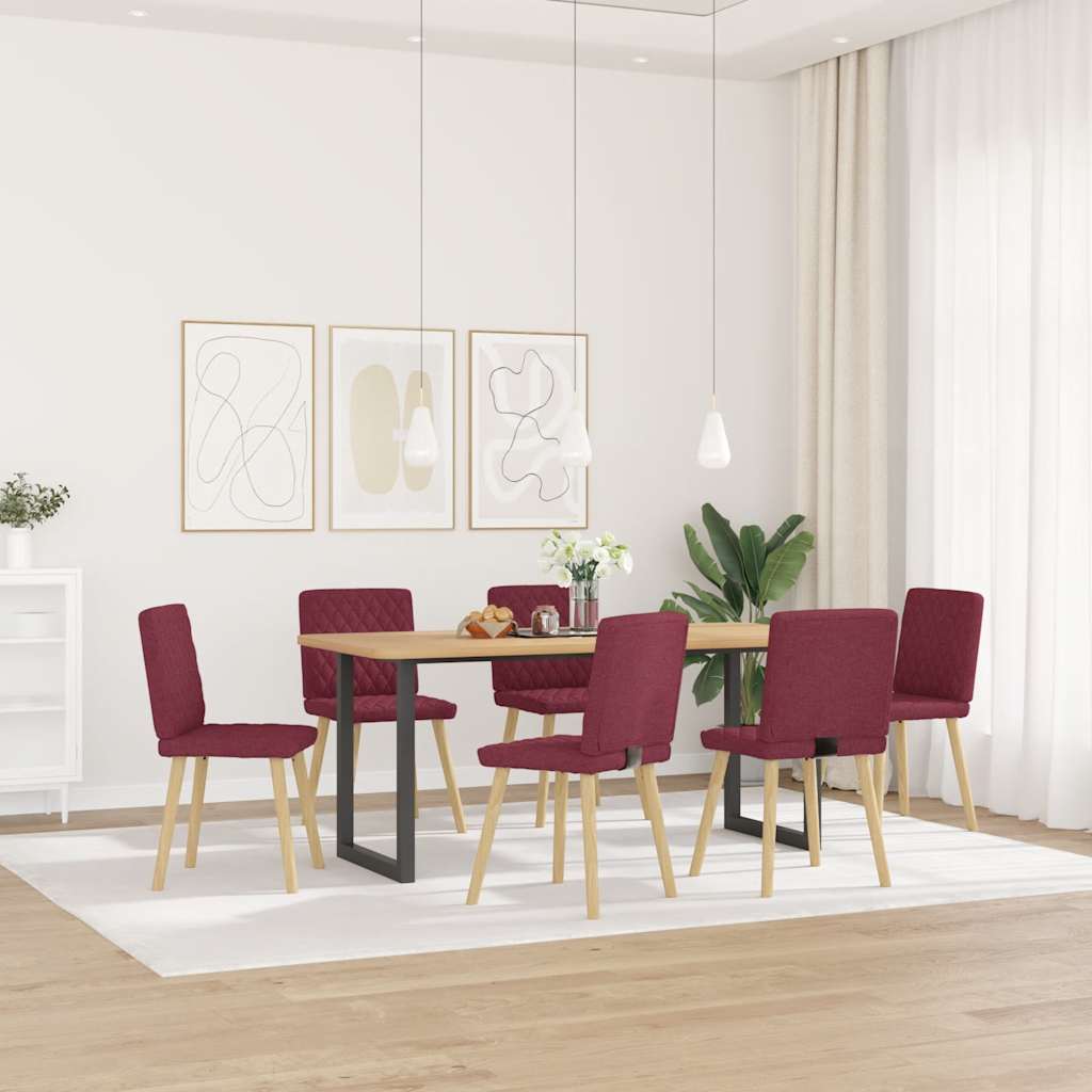 Sedie da Pranzo 6 pz Rosso Vino in Tessuto | homemem39