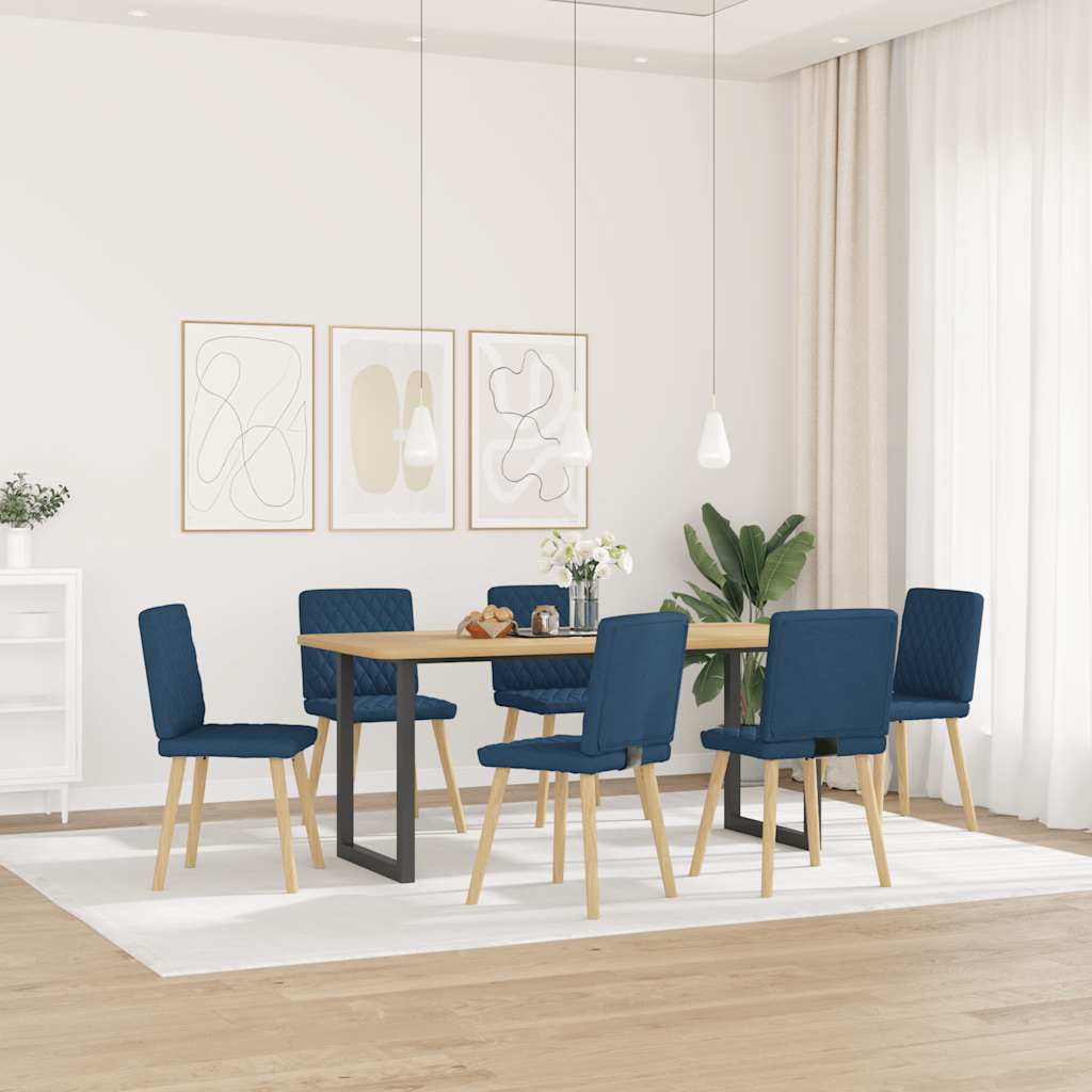 Sedie da Pranzo 6 pz Blu in Tessuto | homemem39