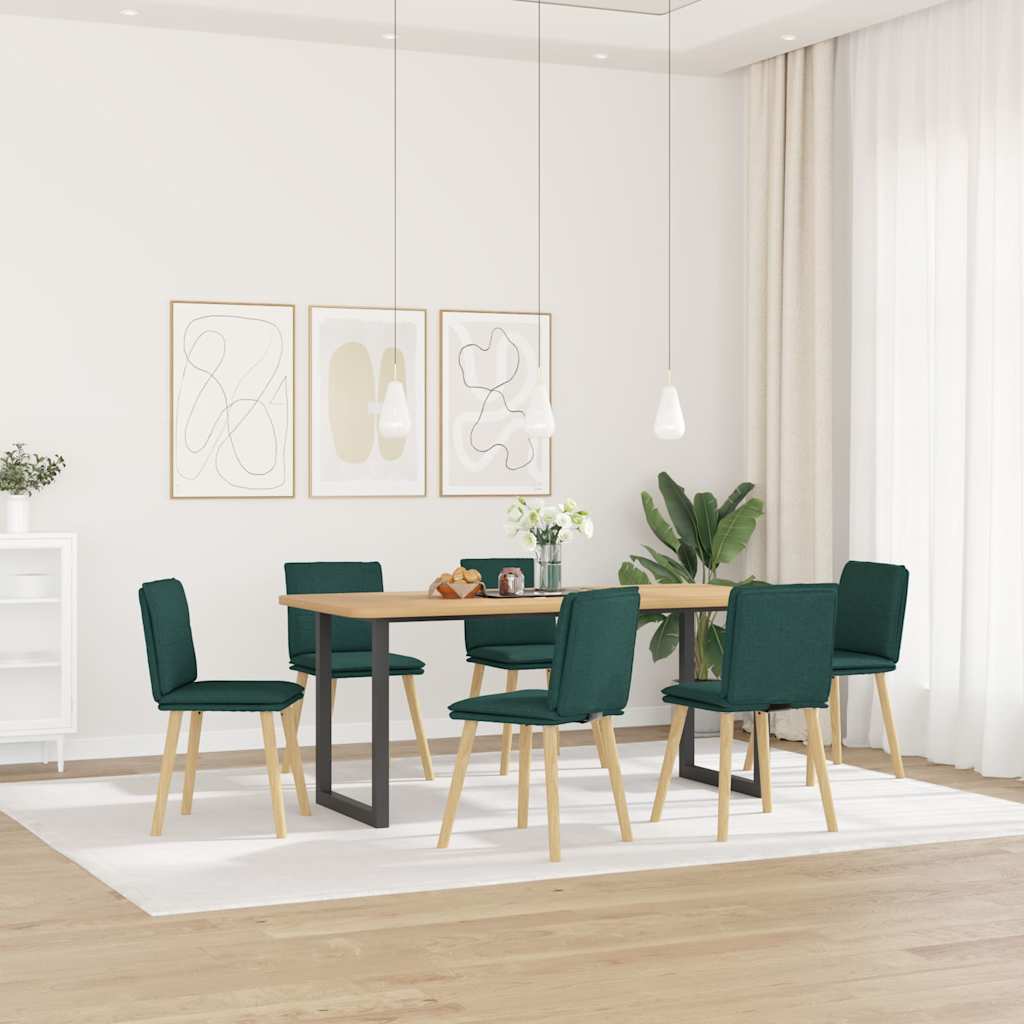 Sedie da Pranzo 6 pz Verde Scuro in Tessuto | homemem39
