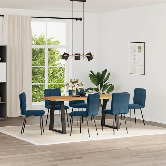 Sedie da Pranzo 6 pz Blu in Velluto