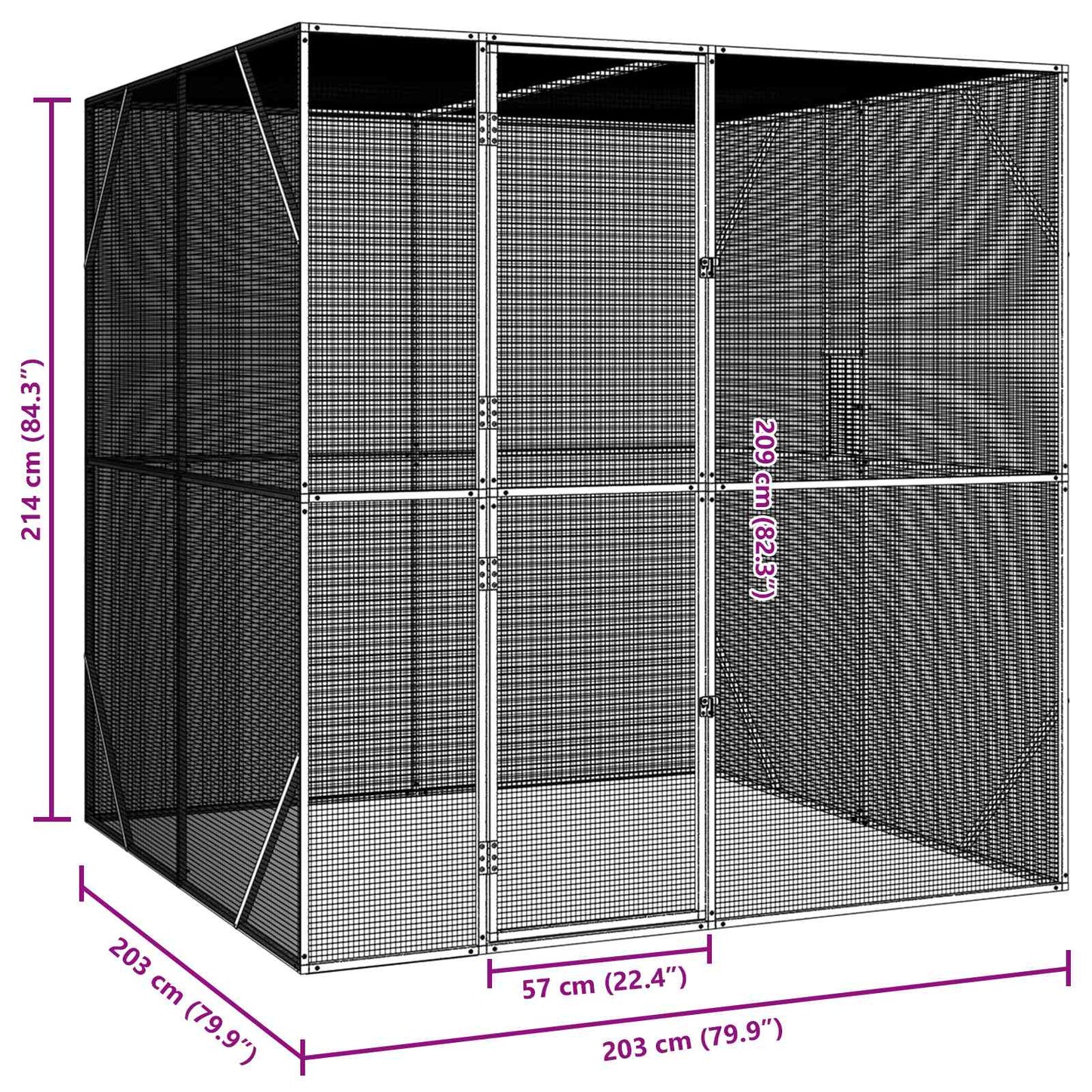 Gabbia per uccelli Antracite 209 x 202 x 214 cm Acciaio zincato