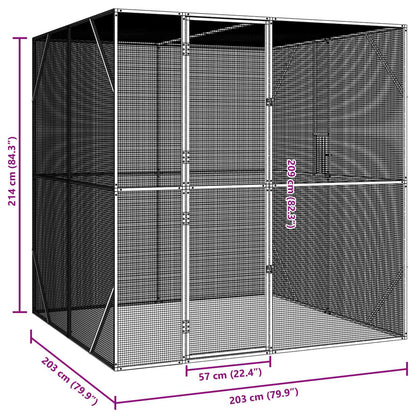 Gabbia per uccelli Antracite 209 x 202 x 214 cm Acciaio zincato