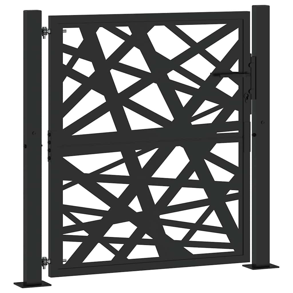 Cancello da giardino nero 100x100 cm in acciaio design leggero | homemem39