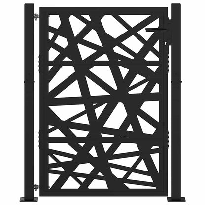 Cancello da giardino nero 100x125 cm in acciaio design leggero | homemem39