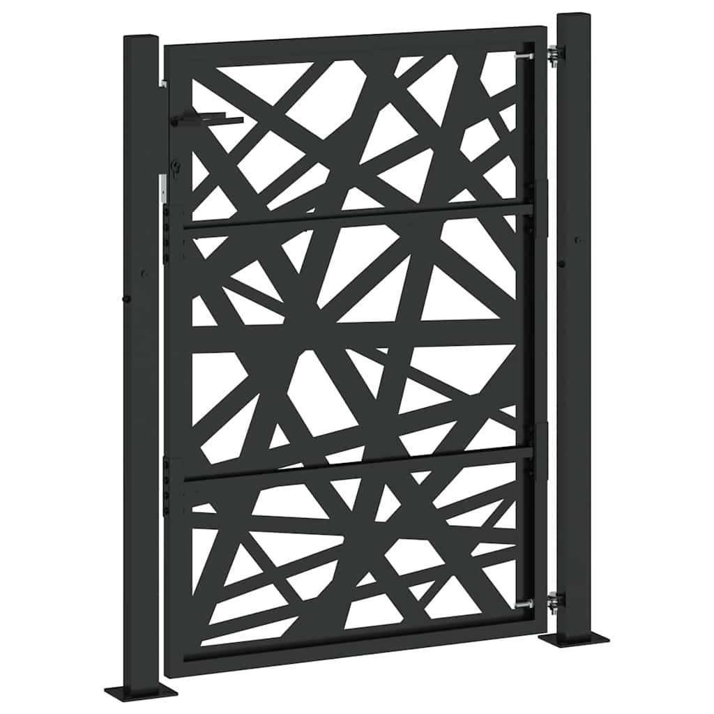 Cancello da giardino nero 100x125 cm in acciaio design leggero | homemem39