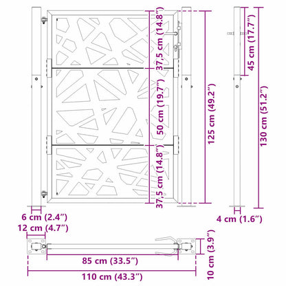 Cancello da giardino nero 100x125 cm in acciaio design leggero | homemem39
