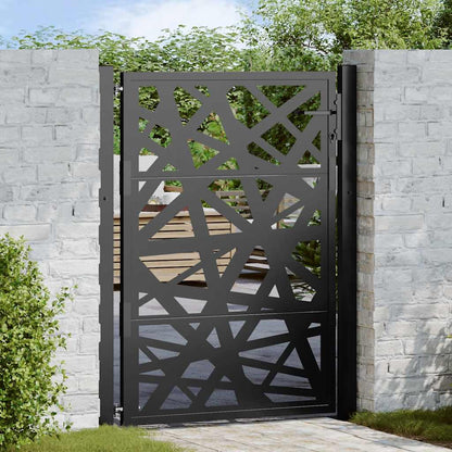 Cancello da giardino nero 100x125 cm in acciaio design leggero | homemem39