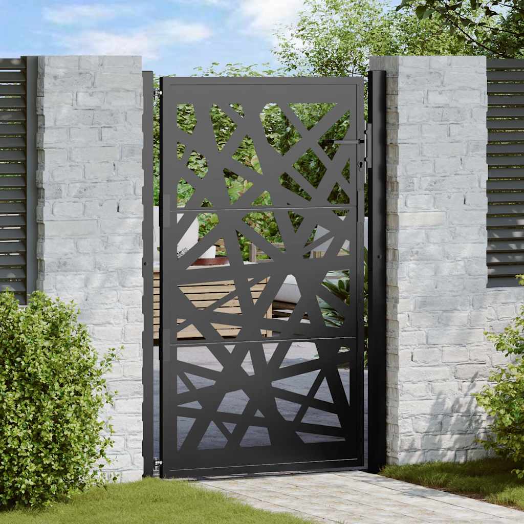 Cancello da giardino nero 100x150 cm in acciaio design leggero | homemem39