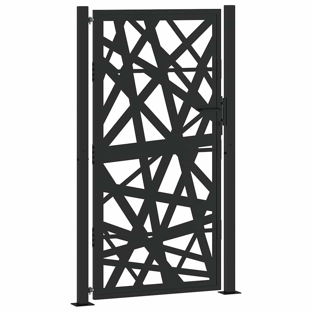 Cancello da giardino nero 100x175 cm in acciaio design leggero | homemem39