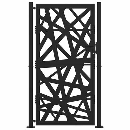 Cancello da giardino nero 100x175 cm in acciaio design leggero | homemem39