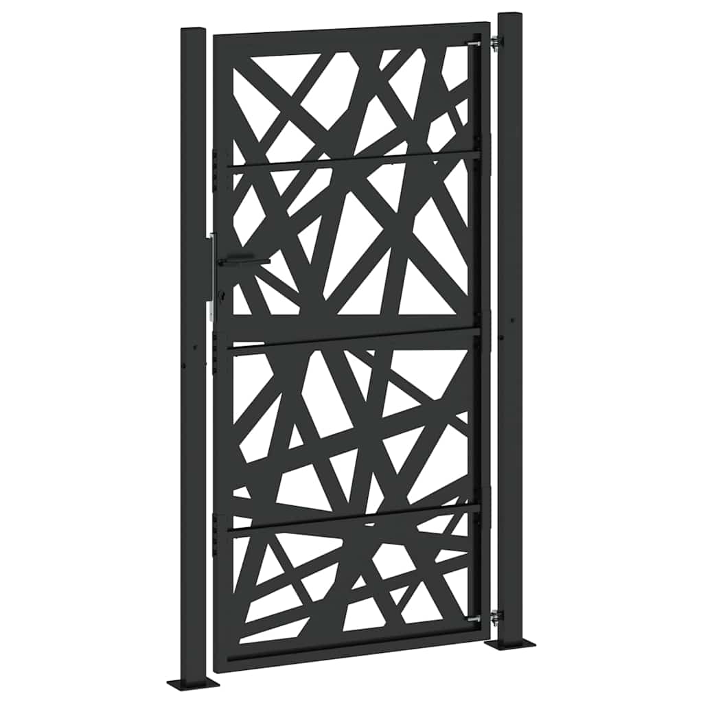 Cancello da giardino nero 100x175 cm in acciaio design leggero | homemem39