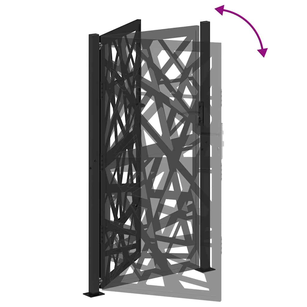 Cancello da giardino nero 100x175 cm in acciaio design leggero | homemem39
