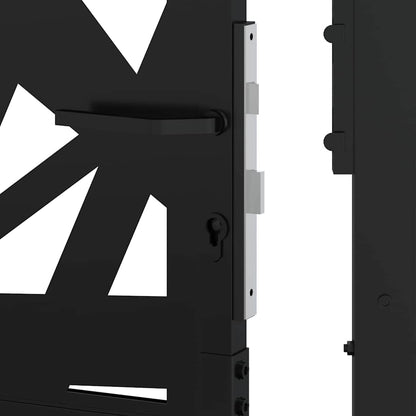 Cancello da giardino nero 100x175 cm in acciaio design leggero | homemem39