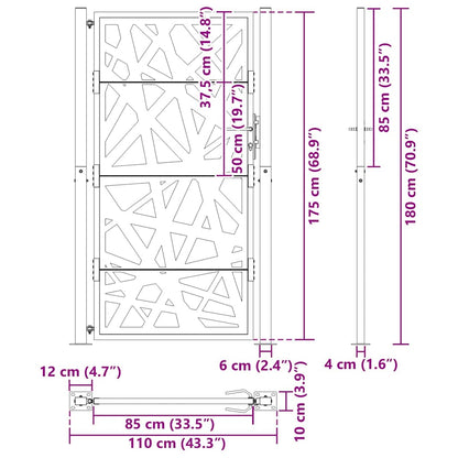 Cancello da giardino nero 100x175 cm in acciaio design leggero | homemem39