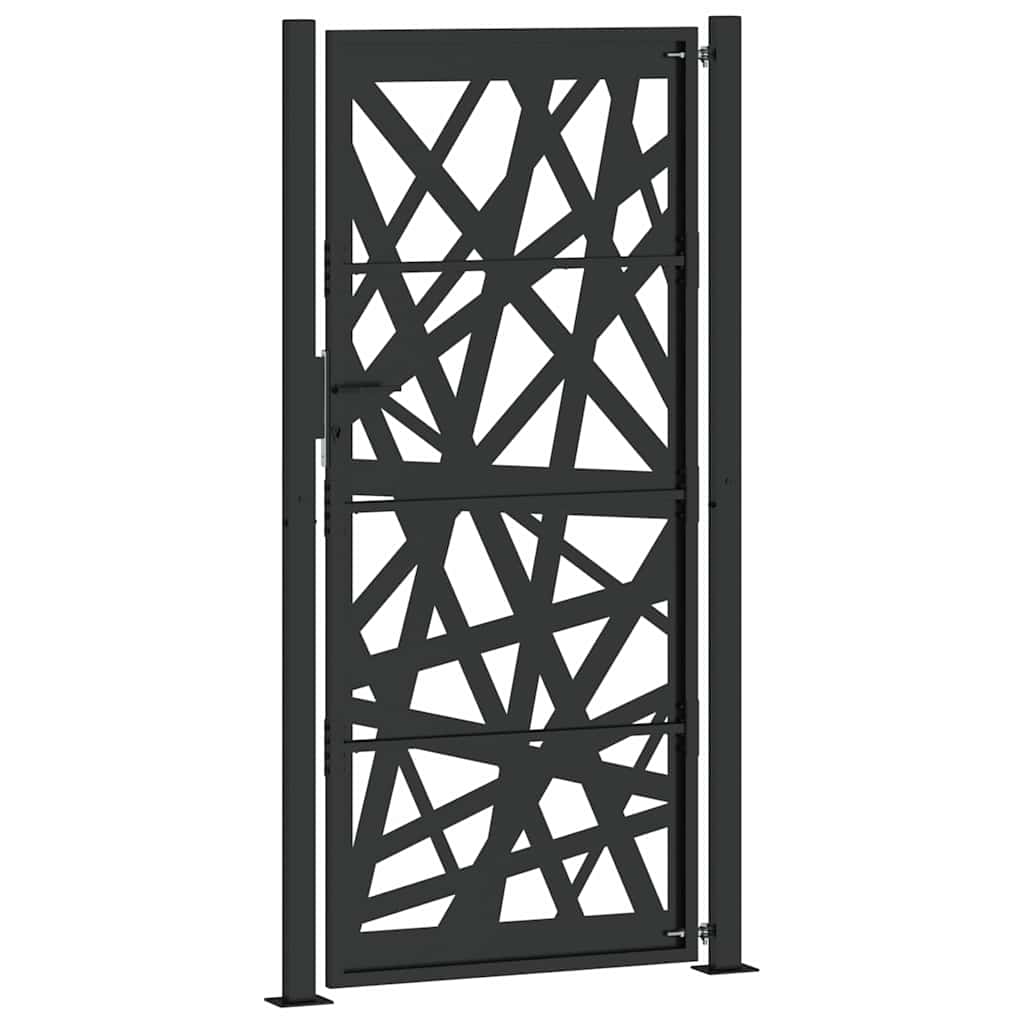 Cancello da giardino nero 100x200 cm in acciaio design leggero | homemem39