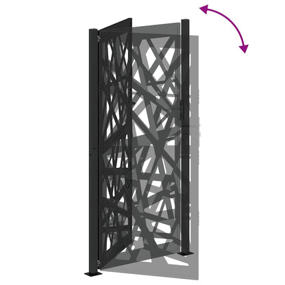 Cancello da giardino nero 100x200 cm in acciaio design leggero | homemem39