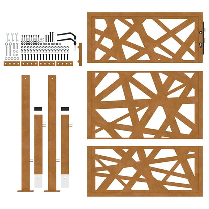 Cancello da giardino 100x125 cm in acciaio corten design leggero | homemem39