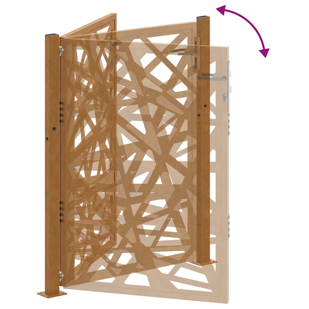 Cancello da giardino 100x125 cm in acciaio corten design leggero | homemem39
