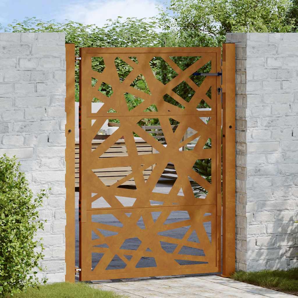 Cancello da giardino 100x125 cm in acciaio corten design leggero | homemem39