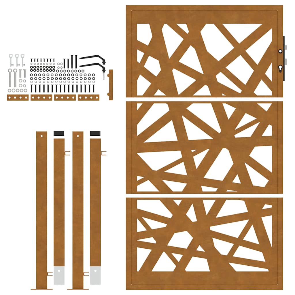 Cancello da giardino 100x150 cm in acciaio corten design leggero | homemem39