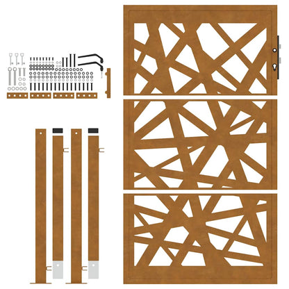 Cancello da giardino 100x150 cm in acciaio corten design leggero | homemem39