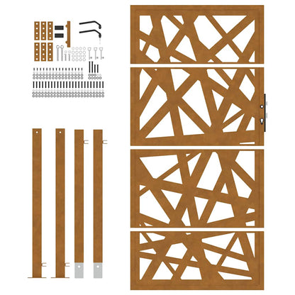 Cancello da giardino 100x200 cm in acciaio corten design leggero | homemem39