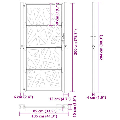 Cancello da giardino 100x200 cm in acciaio corten design leggero | homemem39