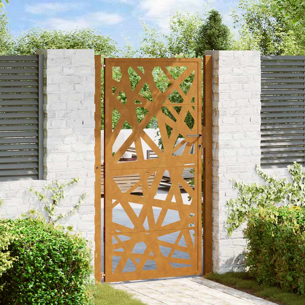Cancello da giardino 100x200 cm in acciaio corten design leggero | homemem39