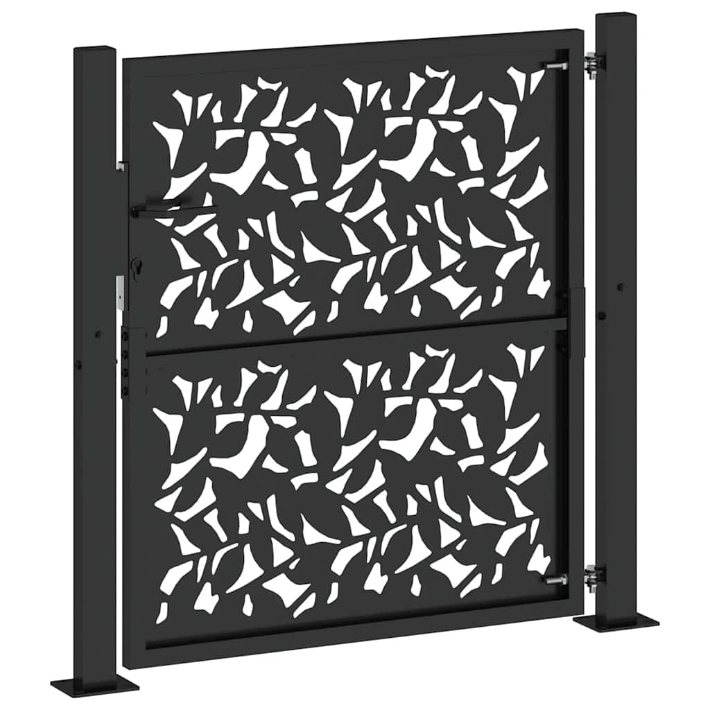 Cancello da giardino nero 100x100 cm in acciaio con design a foglia | homemem39