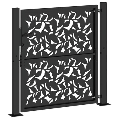 Cancello da giardino nero 100x100 cm in acciaio con design a foglia | homemem39
