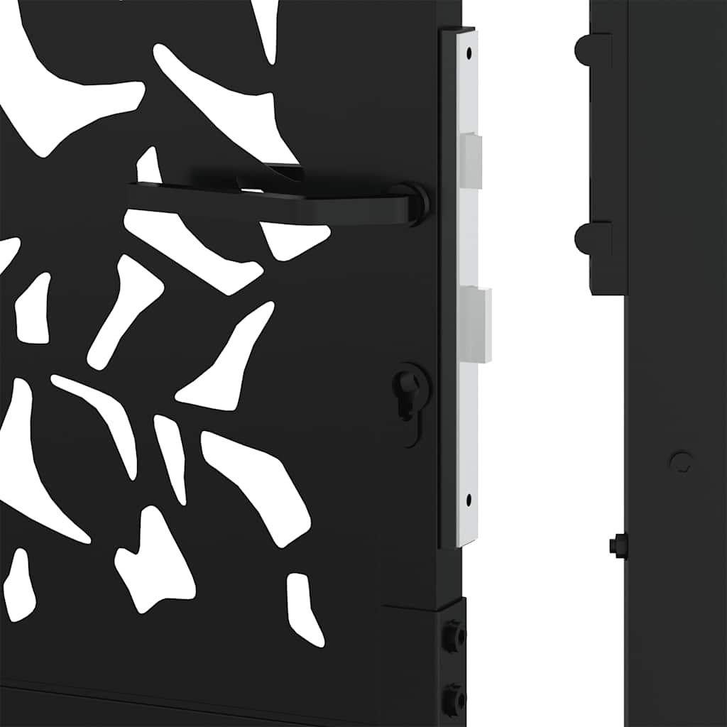 Cancello da giardino nero 100x100 cm in acciaio con design a foglia | homemem39