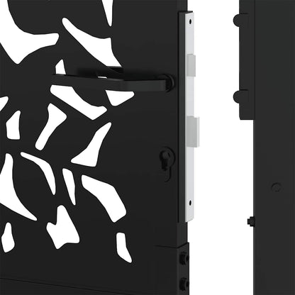 Cancello da giardino nero 100x100 cm in acciaio con design a foglia | homemem39