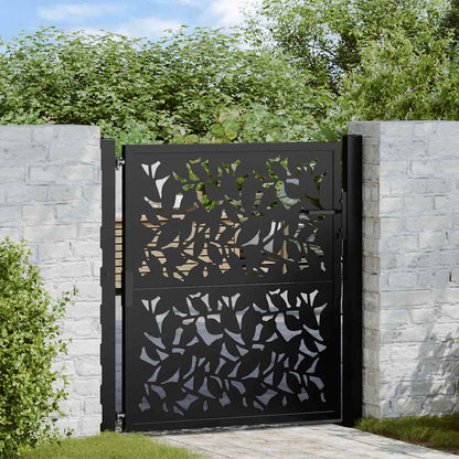 Cancello da giardino nero 100x100 cm in acciaio con design a foglia | homemem39