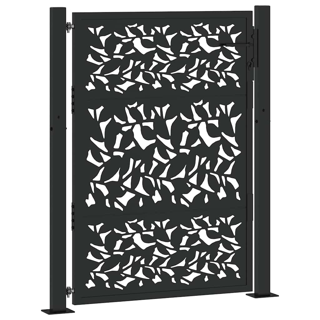 Cancello da giardino nero 100x125 cm in acciaio con design a foglia | homemem39