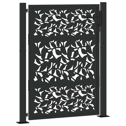 Cancello da giardino nero 100x125 cm in acciaio con design a foglia | homemem39